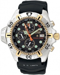 Citizen Men's BJ2004-08E Eco-Drive Aqualand Two-Tone Black Rubber Strap Dive Watch