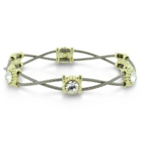 Elegant Double Strand Swarovski Crystal and Stainless Steel Bracelet