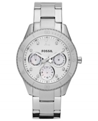 A sophisticated timepiece in polished steel from Fossil's Stella collection.