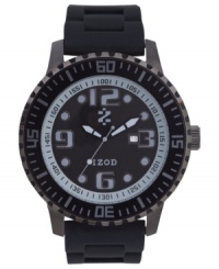 Durable steel in bold black tones create this casual watch from Izod.