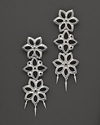 An applique tiered drop earring in sterling silver, designed by Paul Morelli.