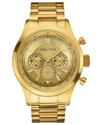 Go for the win in this golden chronograph watch from Nautica.