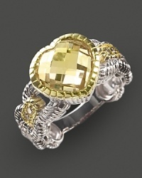 Judith Ripka sterling silver heart ring, accented with canary crystal and diamonds.