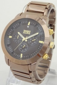 Mark Naimer Quartz Chronograph-Style Look XL Case Brown Metal Modern Design