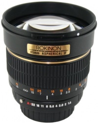 Rokinon 85M-N 85mm F1.4 Aspherical Lens for Nikon (Black)