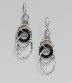 From the Mobile Collection. Signature twisted sterling silver links with 18k yellow gold and black onyx accents.Black onyx 18k yellow gold & sterling silver Length, about 2½ Width, about ¾ Ear wire Imported 