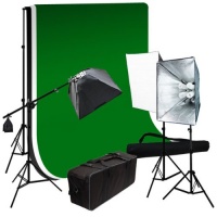 LimoStudio 3pcs 6x9 Chromakey Green Black White Screen Muslin Backdrops Background Support Kit 2400 Watt Photography Video Lighting Studio Photo Portrait Lights with Case, LMS893