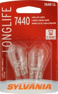 Sylvania 7440 LL Long Life Miniature Lamp, (Pack of 2)