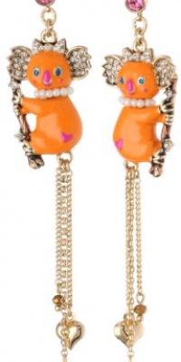 Betsey Johnson A Day at the Zoo Koala Linear Drop Earrings