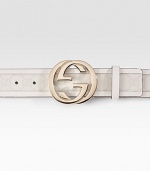 Signature GG-plus fabric belt with an interlocking gold buckle. About 1½ wide Made in Italy 