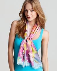 Usher in the season with painterly blooms in upbeat hues. Lauren Ralph Lauren's silk scarf captures the spirit of spring.