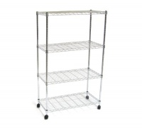 Seville Classics SHE14304 Home Style Mobile 4-Shelf Storage System, Chrome