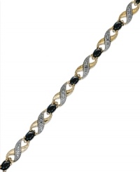 The perfect blend of sparkle and shine. Victoria Townsend's pretty bracelet combines oval-cut sapphires (5-3/8 ct. t.w.) and diamond accents in 18k gold over sterling silver. Approximate length: 7-1/2 inches.