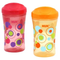 NUK Gerber Graduates Learning System 2 Pack Spout Learning Cup, Pink/Orange Dots, 10-Ounce