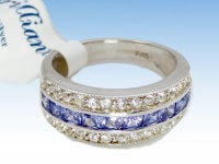 B. Brilliant Ring, Sterling Silver, Cubic Zirconia, and Tanzanite (Pale Blue) Ring Size 7