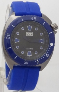 Mark Naimer Quartz XL Men Watch Black Case Blue Rubberl Band