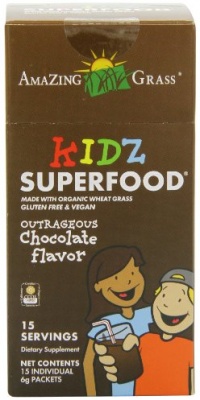 Amazing Grass Kidz Superfood, All Natural Chocolate Drink Powder, 15 Count Packets