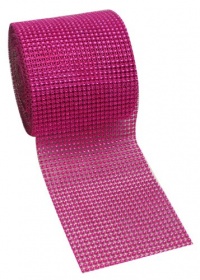 Fuchsia Diamond Rhinestone Mesh Ribbon, Wedding Ribbon, Diaper Cake Ribbon, 4.75 x 10 Yards, 24 Row, 1 Roll