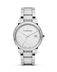 A striking silver bracelet lends a hint of luxury to this watch from Burberry. Crafted of stainless steel with a timeless design, it makes a classically styled impression.