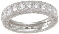 Vintage Style Sterling Silver Wedding Band Eternity Anniversary Ring