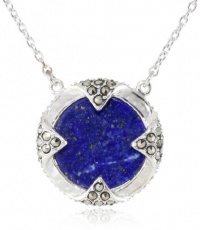 Judith Jack Coins Sterling Silver, Marcasite and Lapis Coin Pendant Necklace, 18