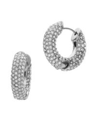 Michael Kors Pave Hoop Spring Sparkling Huggie Crystal Earrings, Silver