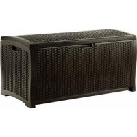 Suncast DBW9200 Mocha Wicker Resin Deck Box, 99-Gallon