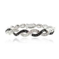 Sterling Silver Black & White CZ Bracelet