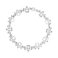 Sterling Silver Diamond Angel Bracelet - 7.5