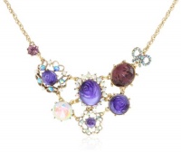 Betsey Johnson Carved Flower Gem Necklace