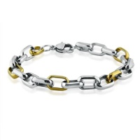 Ladies Stainless Steel Two-Tone Fancy Link Stainless Steel Bracelet (7 1/2 inches)