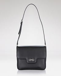 A sleek, chic shoulder bag style in luxe Saffiano leather from Salvatore Ferragamo.