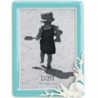 Lunt LV1457AQ Sanibel Picture Frame, 5-Inch by 7-Inch, Aqua and Silver Plate