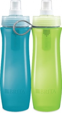 Brita Soft Squeeze Water Filter Bottle, Twin Pack, Blue & Green