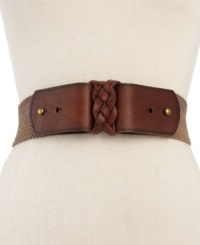 Define your shape with a vintage vibe with this waist-whittling, stretch belt from Fossil. Crafted in rich leather and soft elastic with braided detailing, it's an absolute essential for fall.