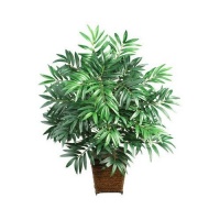 Nearly Natural 6556 Silk Bamboo Palm Plant with Wicker Basket in Green