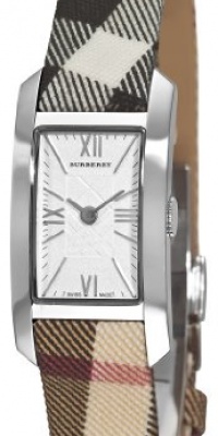 Burberry Women's BU1062 Heritage Checked Strap White Dial Watch