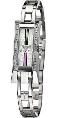 Gucci 110 G-Link Stainless Steel & Diamond Womens Fashion Swiss Watch YA110508