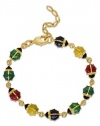 Lily Nily Children's 18k Gold Overlay Multi Colored Enamel Ladybug Bracelet