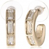 Anne Klein Hylan Gold-Tone Crystal Baguette Hoop Earrings