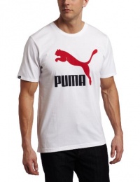 PUMA Apparel Men's Vintage Logo Tee, White-New Navy-Ribbon Red, Large