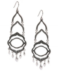 Eclectic elegance. Lucky Brand's chandelier earrings are crafted from silver-tone mixed metal with glass accents only adding to the appeal. Approximate drop: 3-5/8 inches.