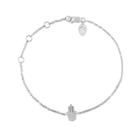 Meira T Solid 14K White Gold Diamond Hamsa Charm Chain Bracelet