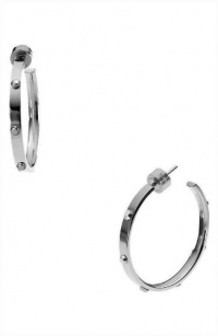 Michael Kors Heritage Astor Medium Screw Hoop Earrings, Silver