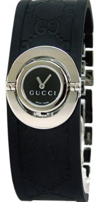 GUCCI Women's YA112518 112 Twirl Collection Black Rubber Bangle Watch