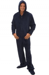 Men's Footed Pajamas, Hooded, One Piece Pajamas with Zip-off Feet