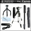 Tripod Accessory Bundle Kit For Canon EOS Rebel T5i, T4i,(650D) T3i, T2i, T3, EOS 70D Digital SLR Camera Includes 57 Inch Pro Tripod + 67 Inch Monopod + 10 Flexible Gripster + Remote Shutter Release + MicroFiber Cleaning Cloth