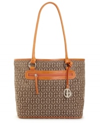 A subtle logo pattern and solid trim make this tote by Giani Bernini an ever-appropriate choice.