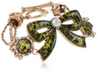 Betsey Johnson A Day at the Zoo Leopard Bow Toggle Bracelet, 7.5