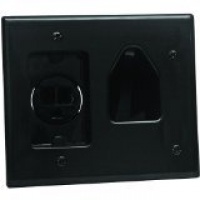 Datacomm 45-0021-BK Recessed Low Voltage Cable Plate with Recessed Power (Black)